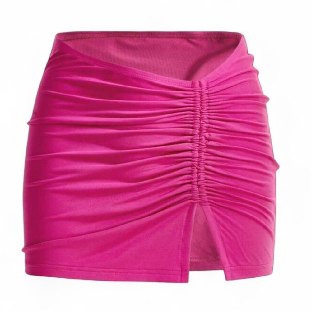 Vibrant Pink Ruched Mini Skirt